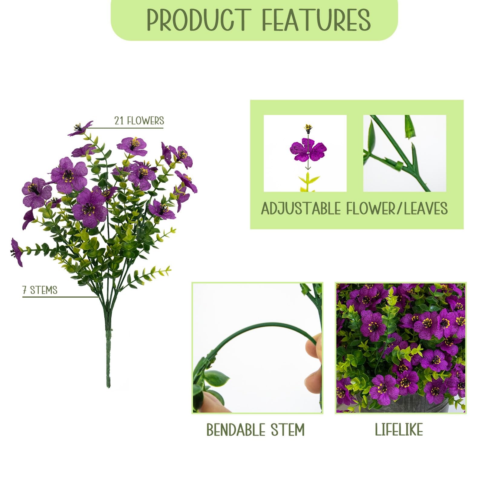 Artificial Flowers for Outdoors, 10 Bundles UV Resistant Artificial Outdoor F…