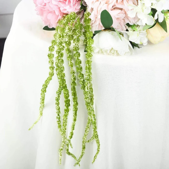 22 Green Artificial Amaranthus Flower Stem Spray and Ivy Leaves ~32″
