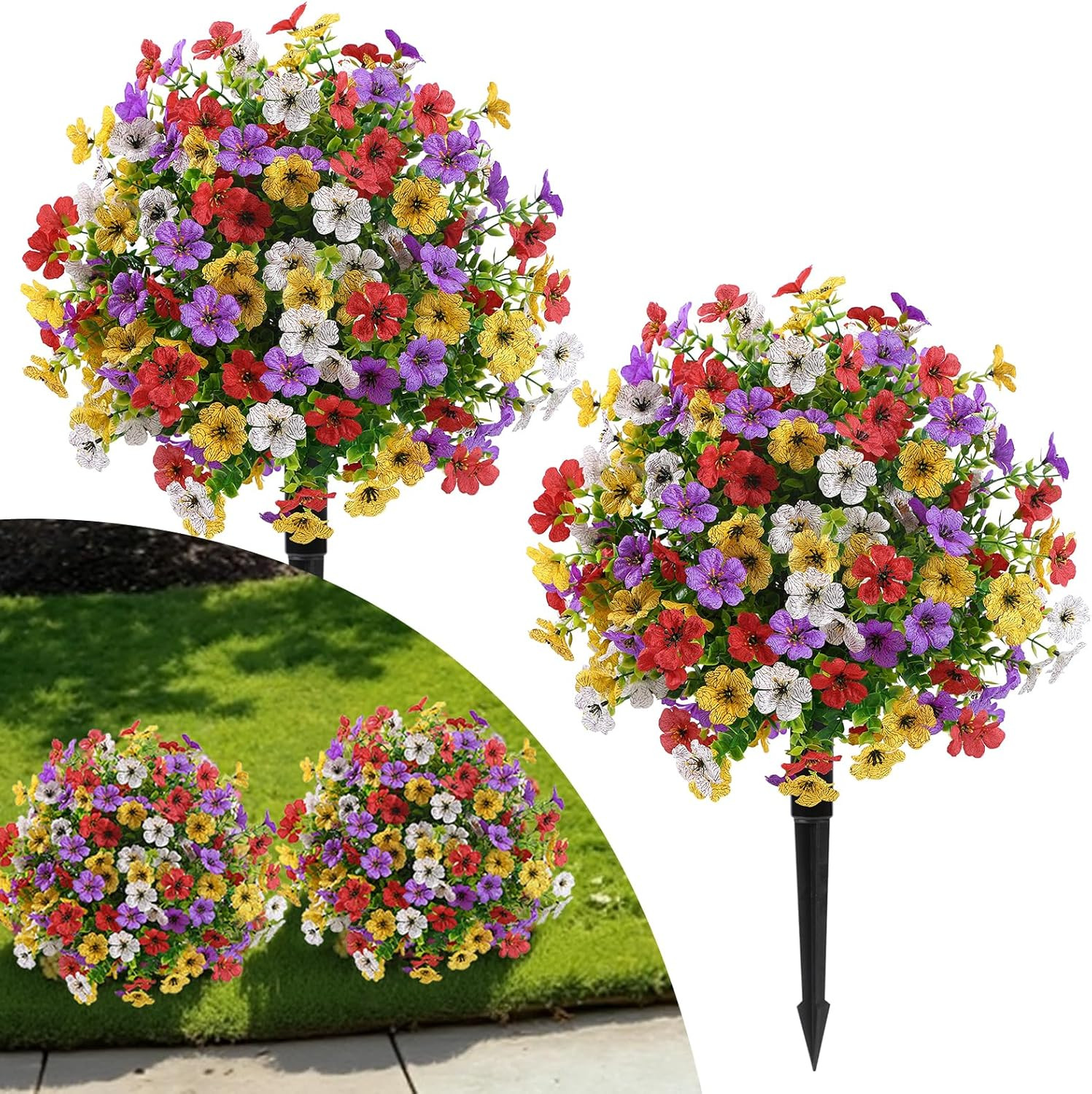 2Pcs 20″ Artificial Topiary Ball Flowers, Spring Outdoor Decoration