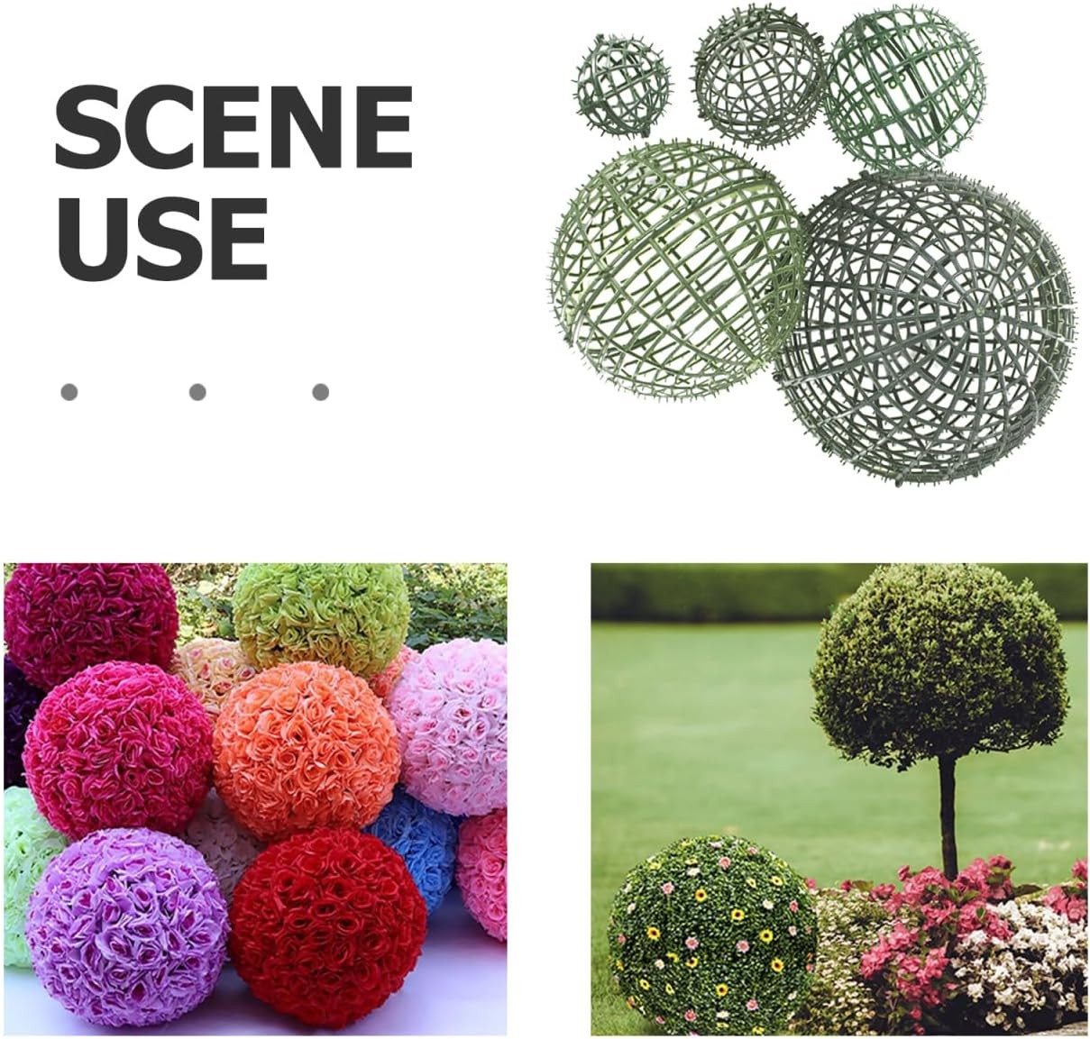 Artificial Plant Topiary Ball Support Cage Green Plastic Flower Arrangement