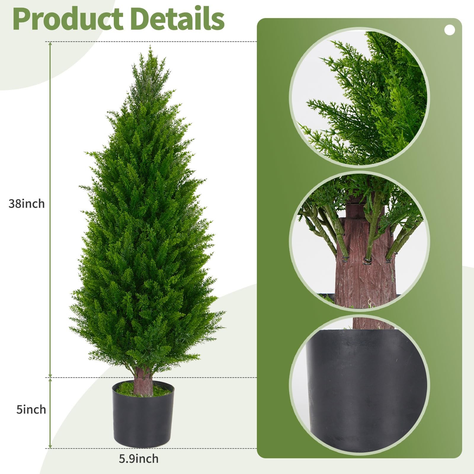 3FT Artificial Topiary Cedar Trees Set of 2 UV Resistant Maintenance-Faux Pla…