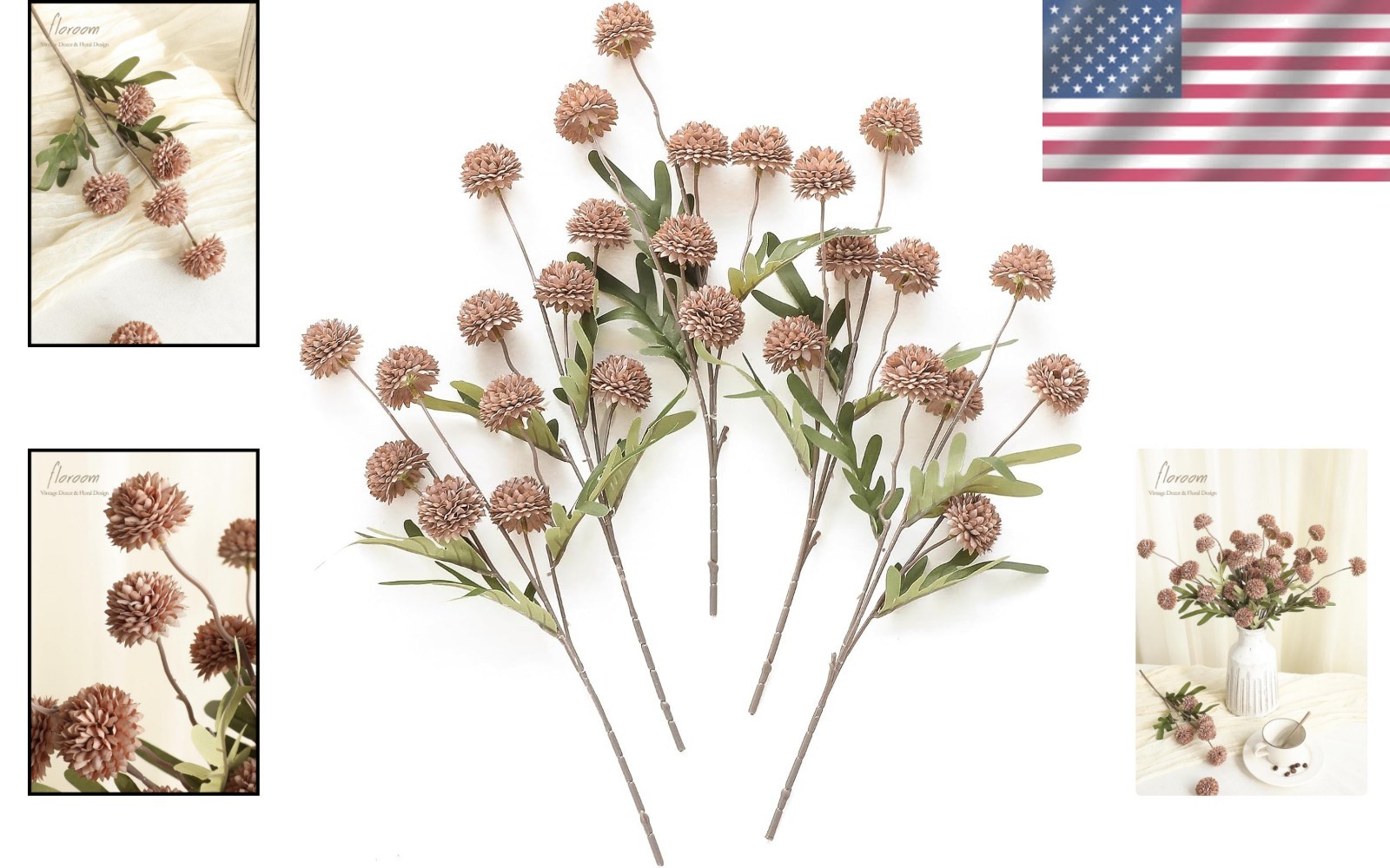 Chic 5pc Faux Silk Chrysanthemums – Lifelike Flowers for Elegant Arrangements