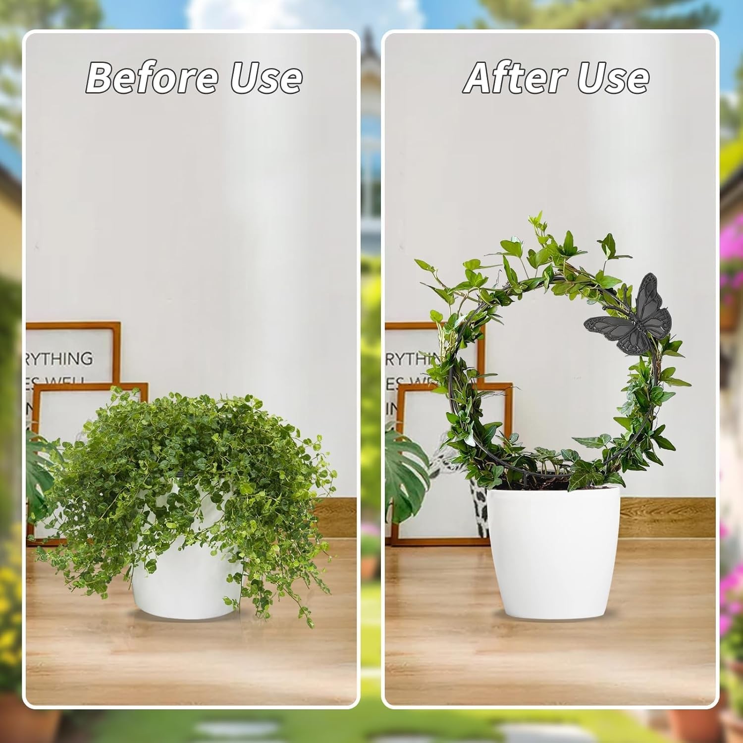 3PCS Round Metal Plant Trellis Indoor Climbing Vine Ivy Flower Support