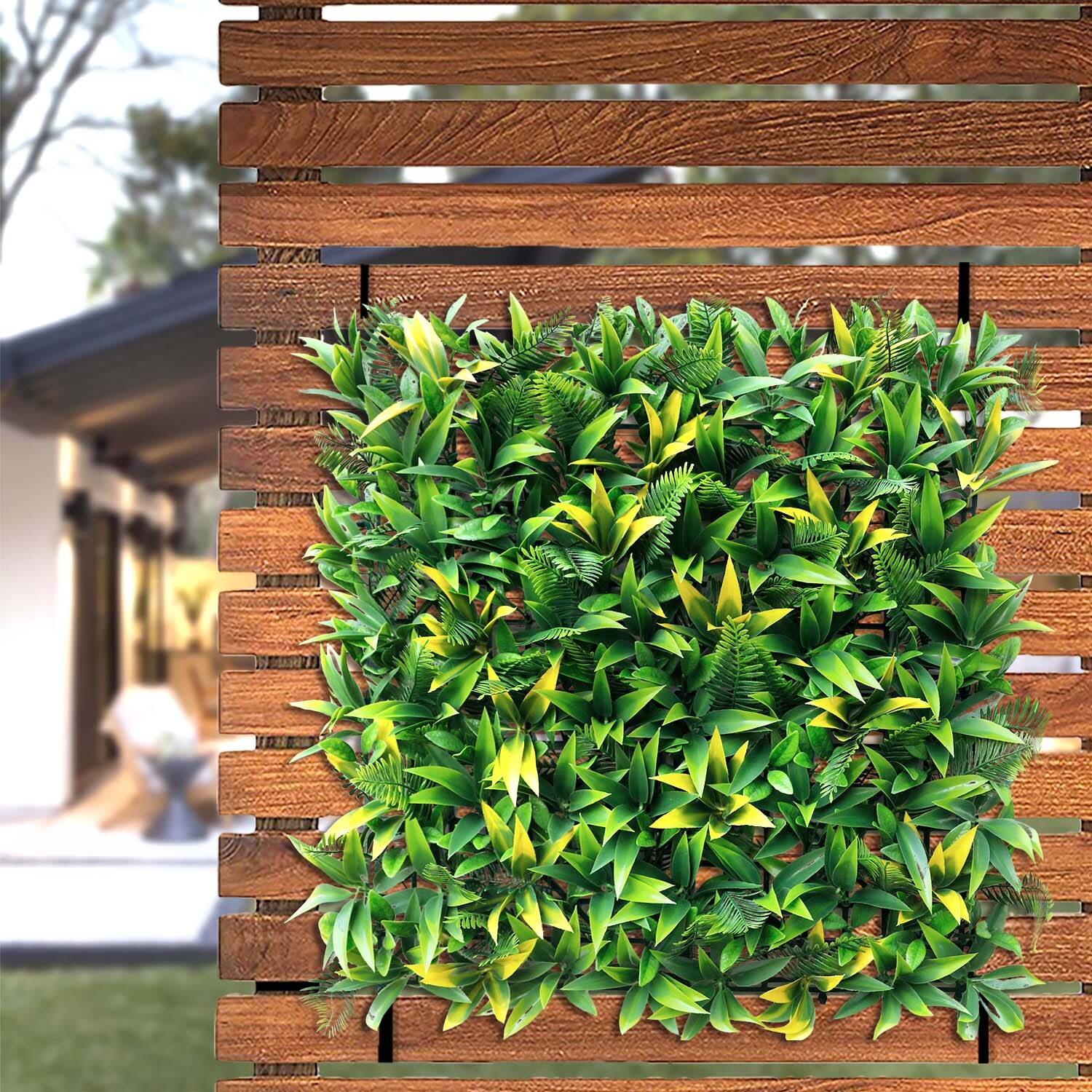 20″ Artificial Faux 3D Mix Leaves Wall Panel Fence Screen Home Outdoor Decor #03