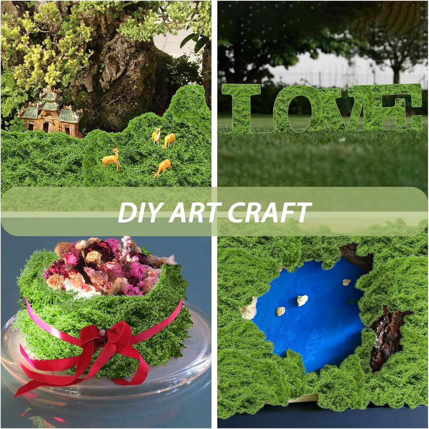 Fake Green Moss for Crafts 5.3 Oz Decorative Artificial Moss for Crafts Decor…