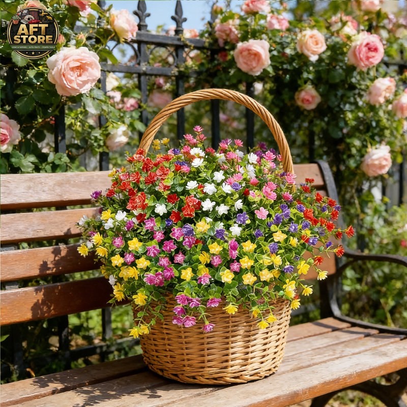 12 Pcs Primrue Artificial Flowers UV Resistant Mix Colors Home Decor