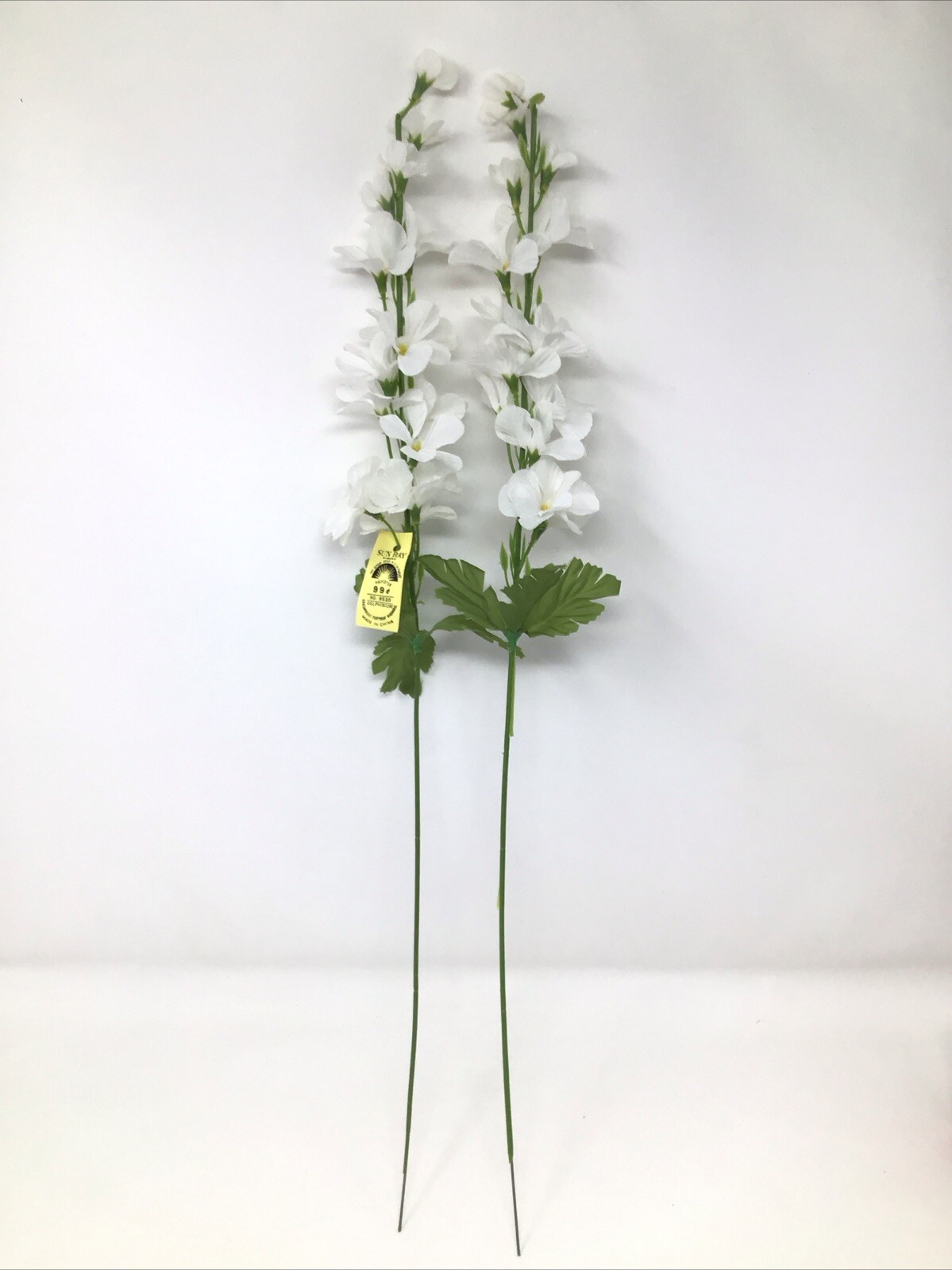 Delphinium Floral Pick 2 Picks 22” Long White NOS Vase Basket Filler Vintage
