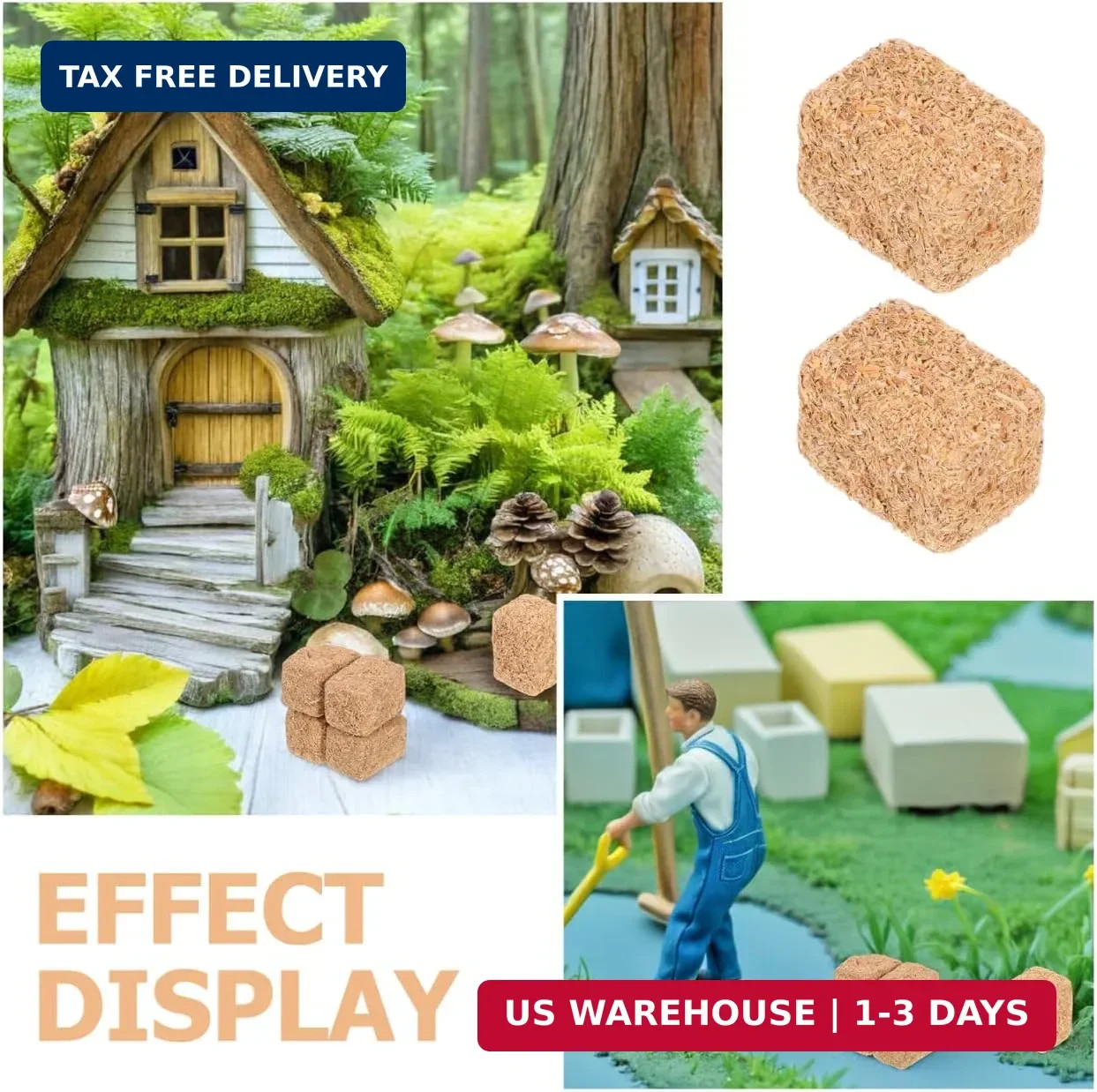 DOITOOL 8 Pcs Mini Hay Bales for Decoration, Fake Haystacks 1.1 x 0.7 Inches Min
