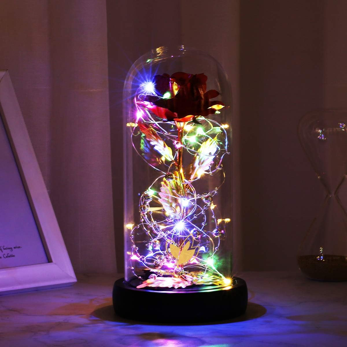 Mother’s Day 🌹 In Glass Dome Gift – Forever Flower Led Light, Romantic Present”