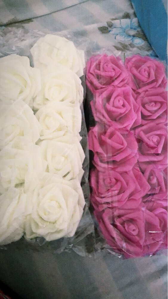 25 Heads 8CM Colorful Artificial PE Foam Rose Flowers Bride Home Bouquet Decor