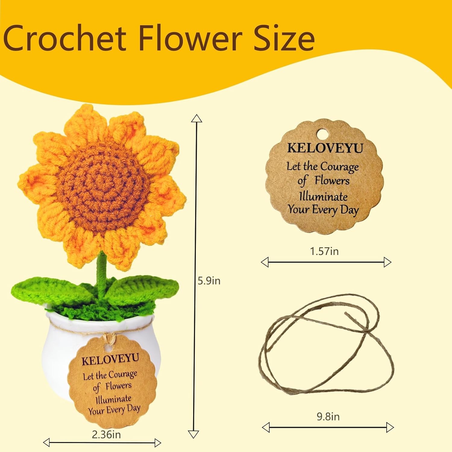 Crochet Flowers Gift Crochet Sunflower Emotional Support Plush Plant Cute Desk D