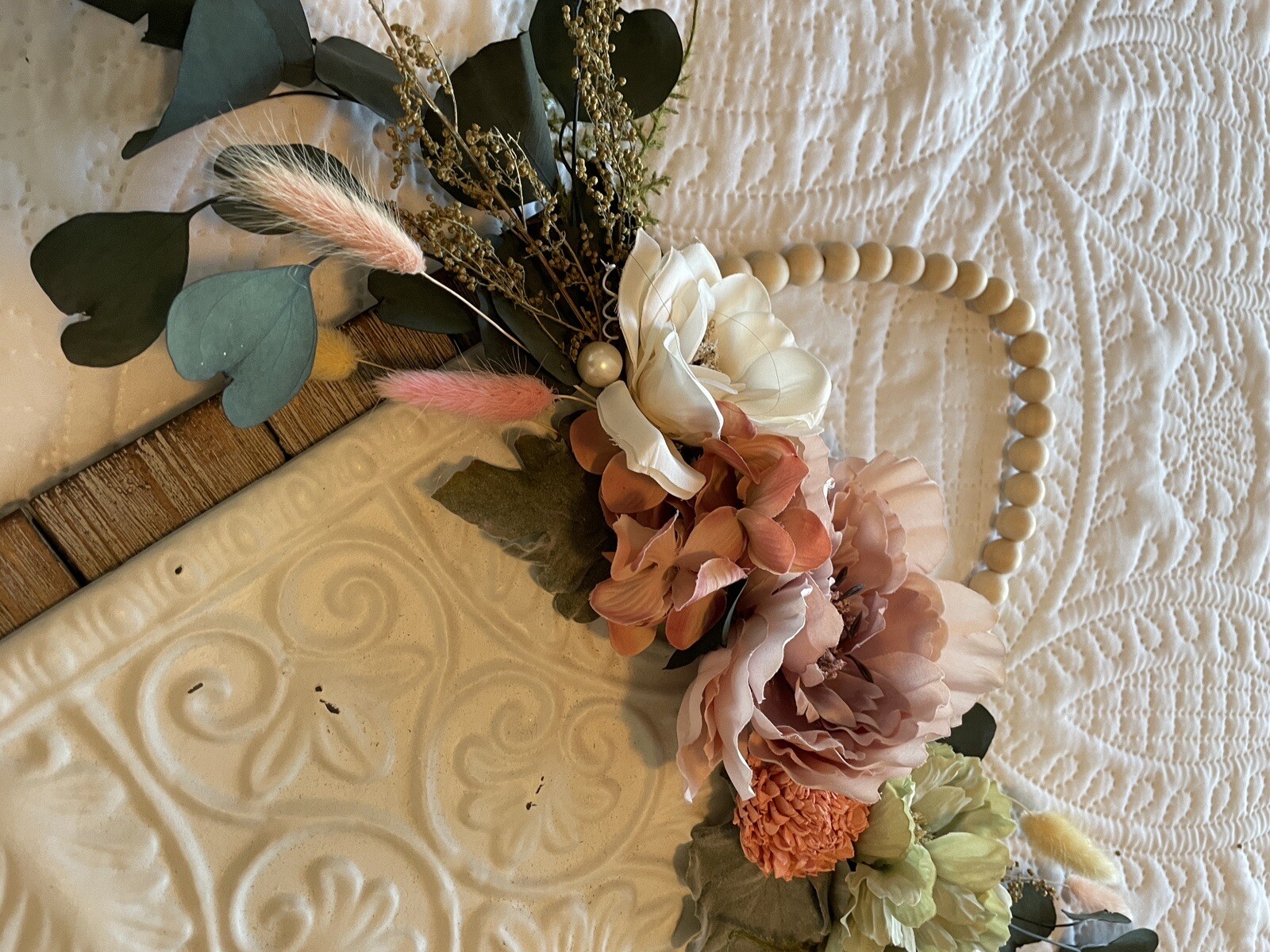 Metal plaque swag | Dried and artificial flower swag | Dried Flower wall decor