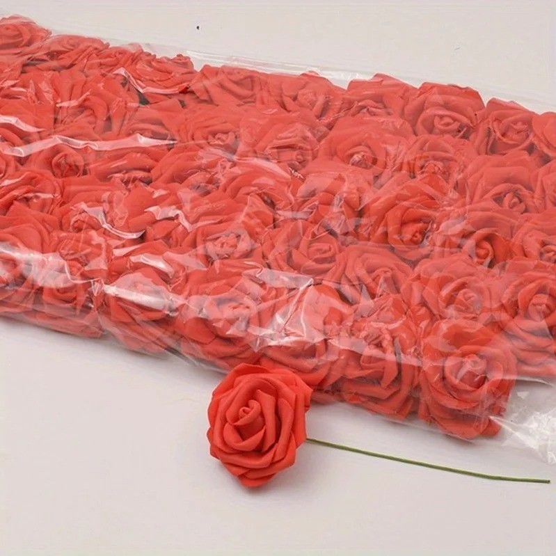 50Pcs Artificial Fake Rose PE Flower Head Wedding Party Garden Home Decor US