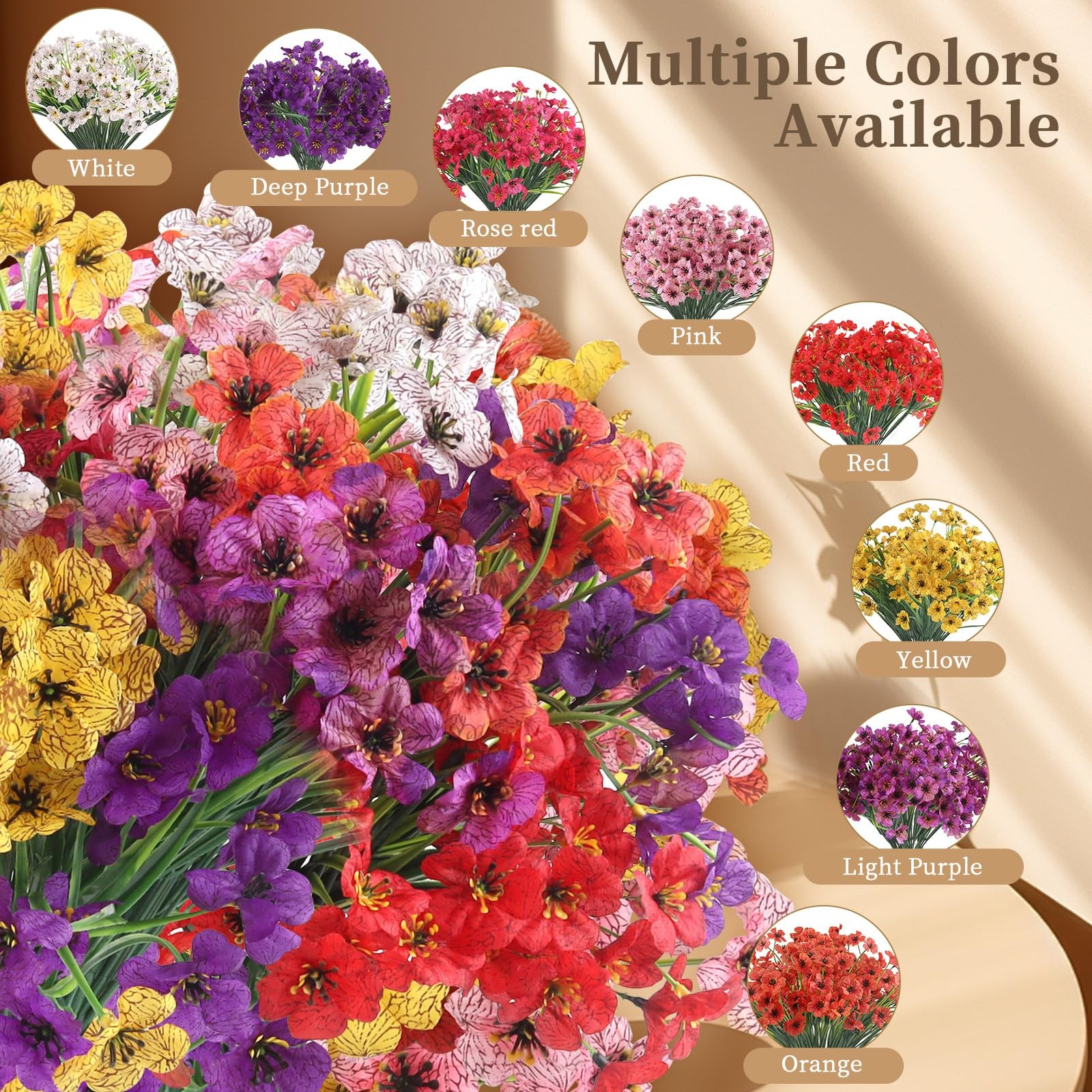 ColoPlay 24 Purple Bundles Artificial Flowers for Outdoors/Indoors Fake Flow…