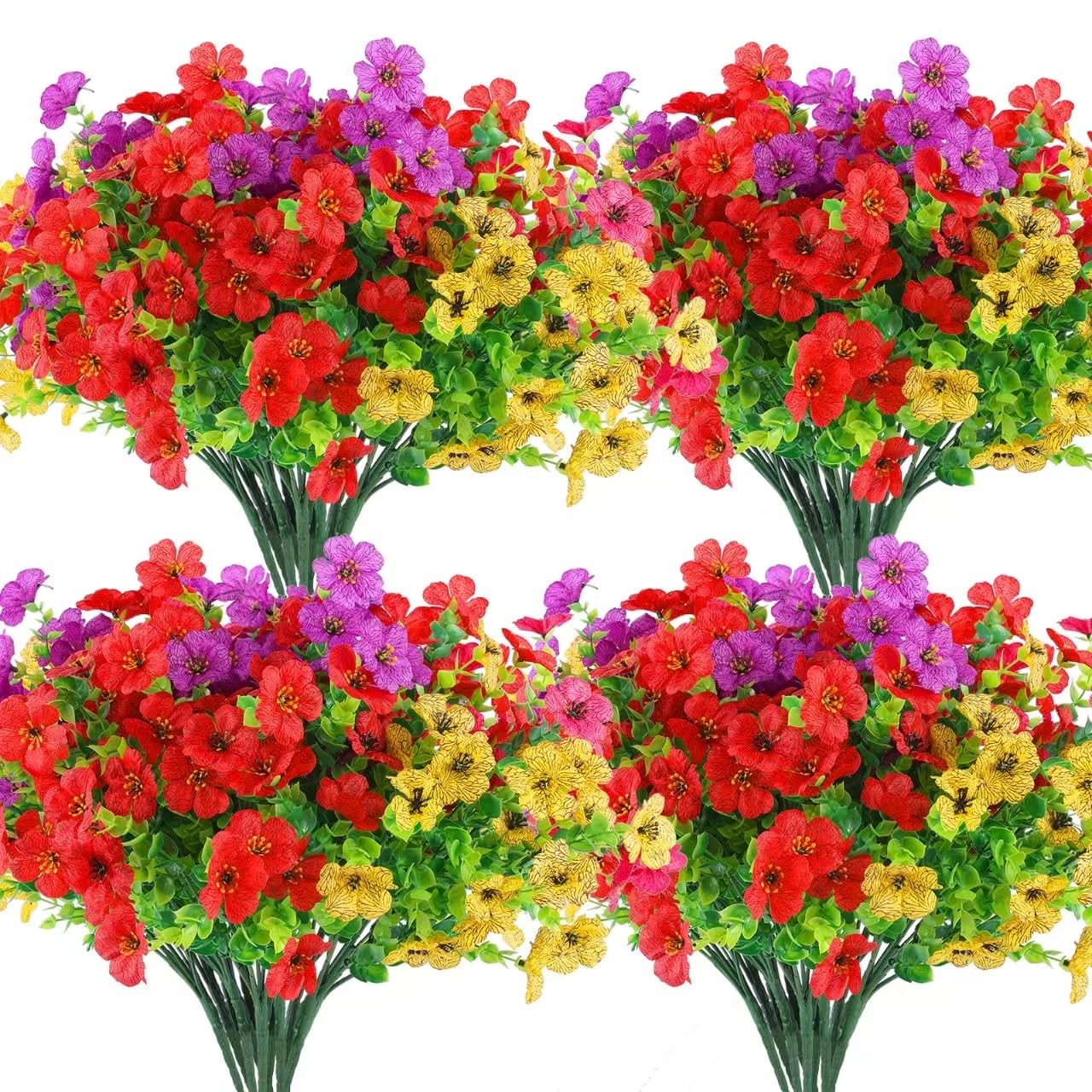 Rowfad 36 Bundles Artificial Flowers Outdoors UV Resistant Fake Plastic Sprin…