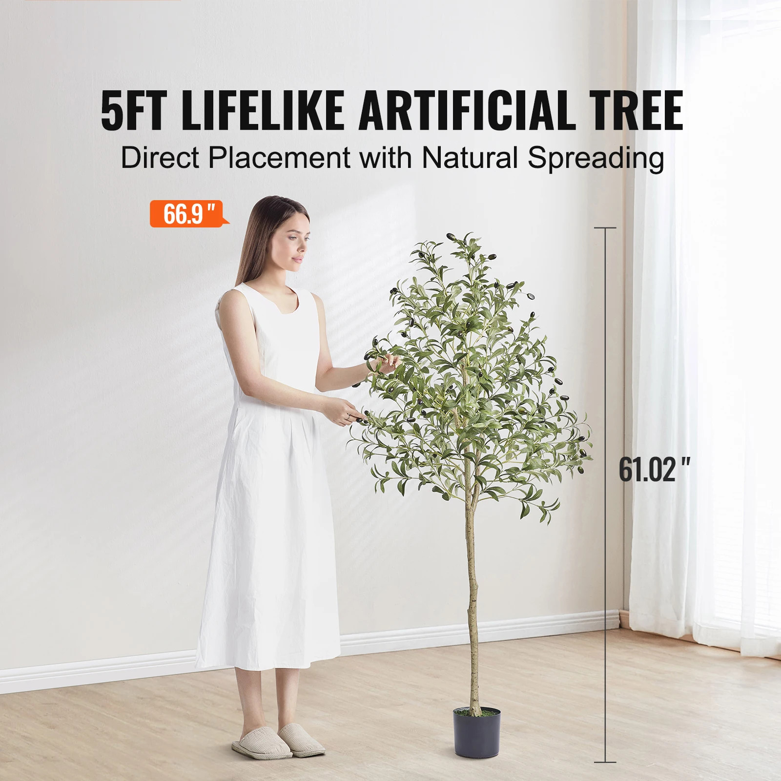 Artificial Olive Tree 4/5/6FT Tall Faux Plant Secure PE Material Anti-Tip Tilt P