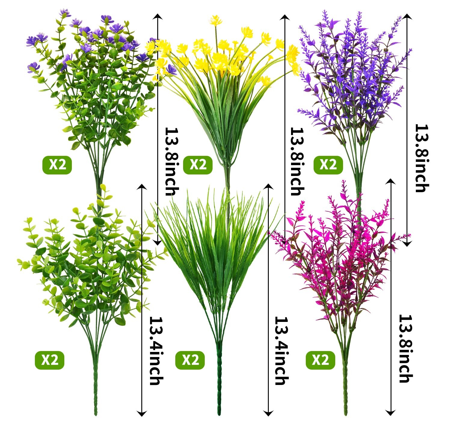 12 Bundles Artificial Flowers Lifelike No Fade UV Resistant Fake Plastic Flow…