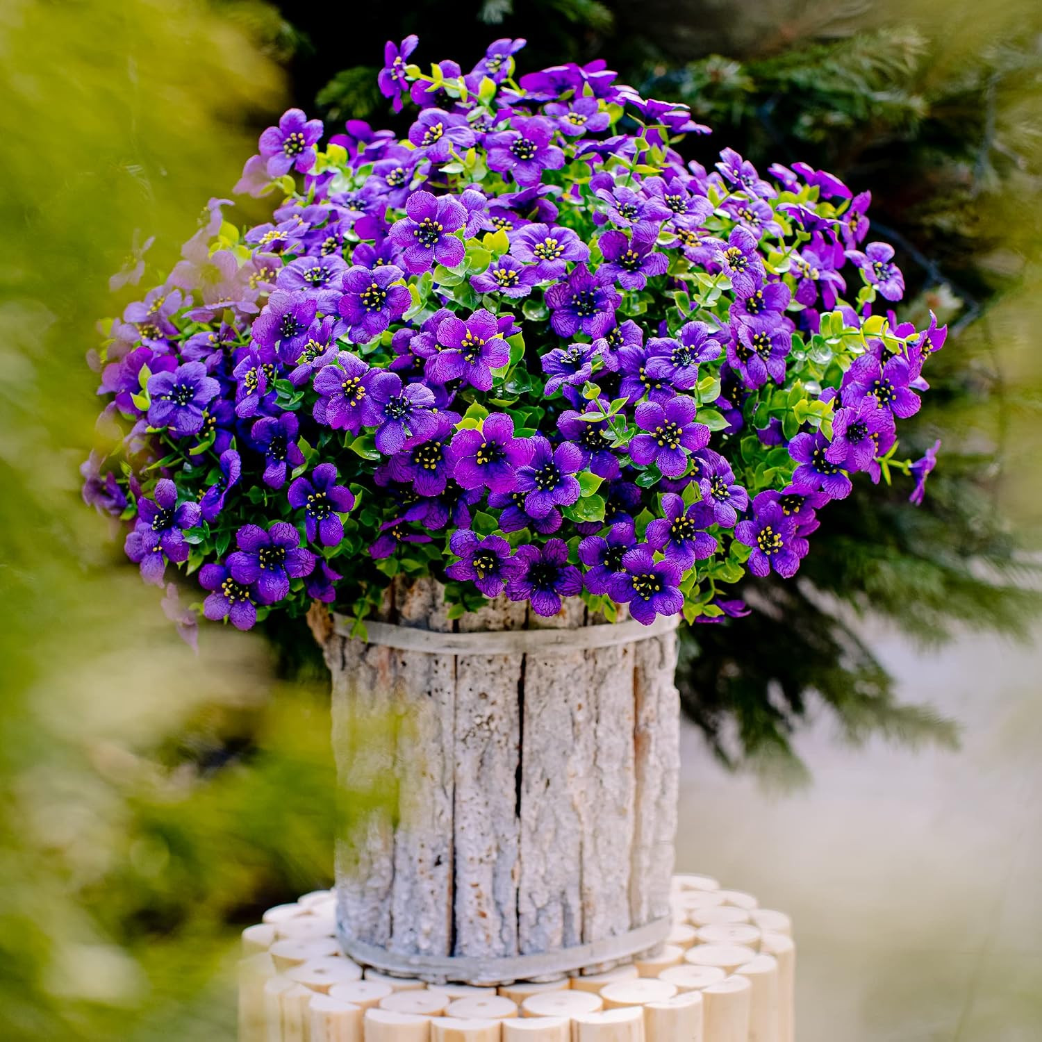 AXYLEX Artificial Flowers for Outdoors, 16 Bundles Fake Plants (Purple) | UV res