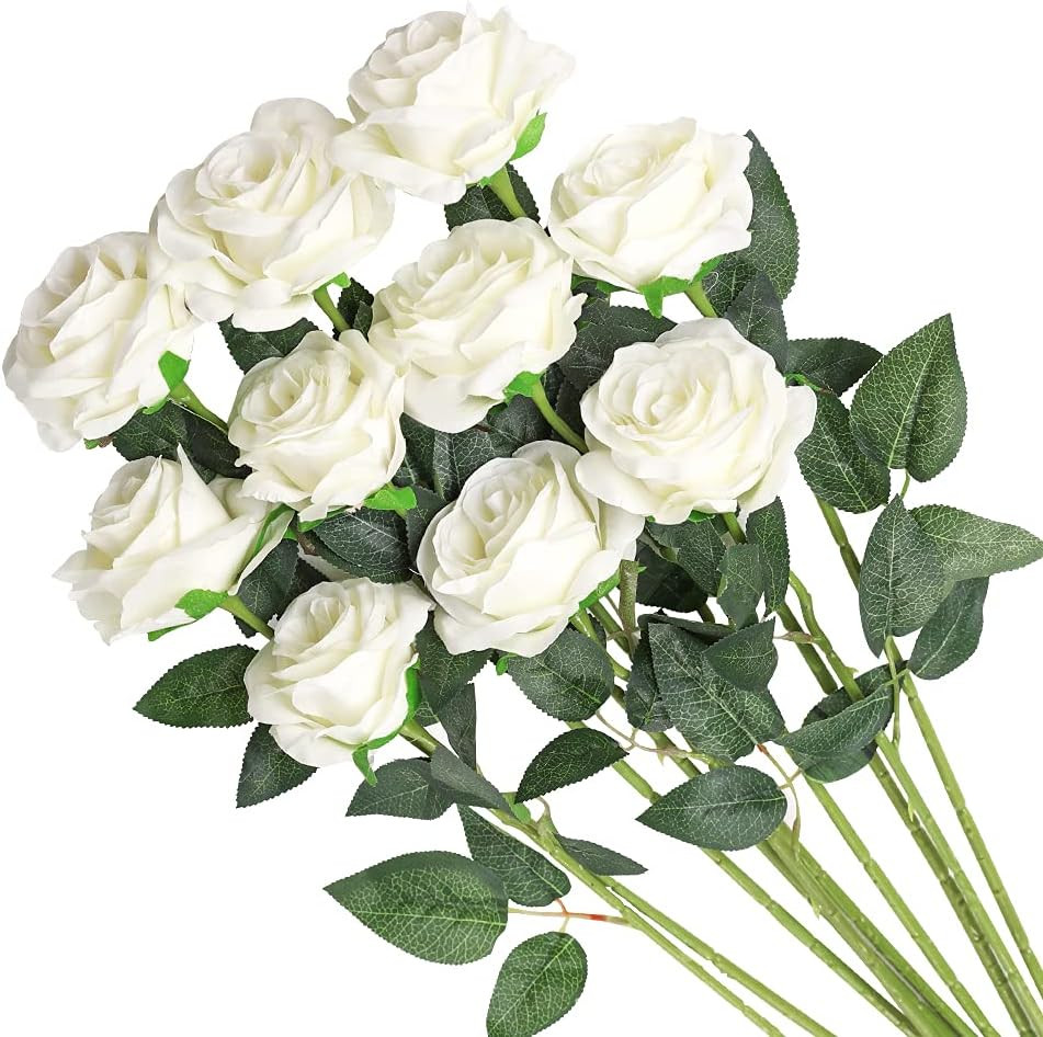 Veryhome Artificial Flowers Silk Roses Fake Bridal Wedding Bouquet for Home Gard