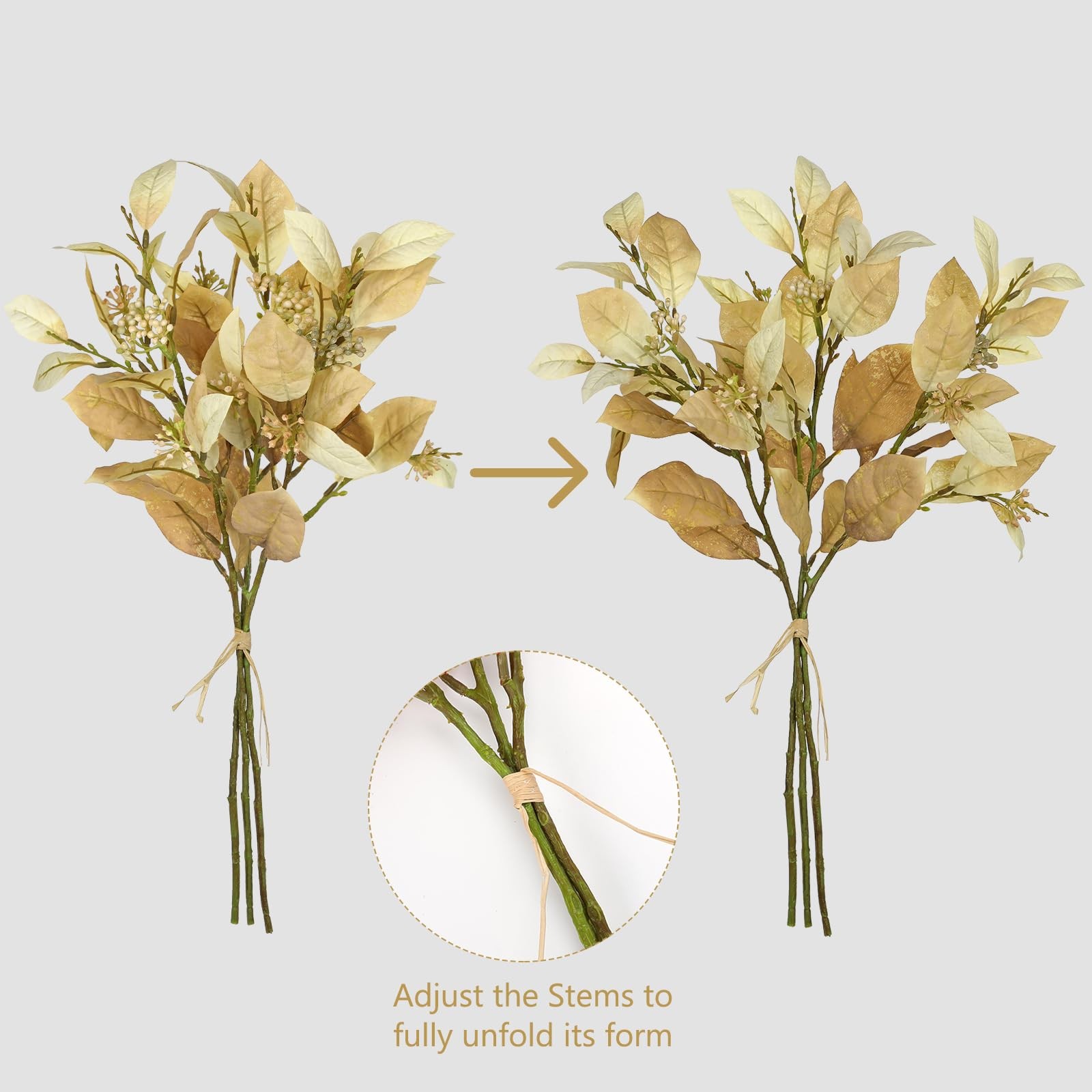 18″ Artificial Fall Eonymus Leaves Bundles with Flower Seeds Branches for Aut…