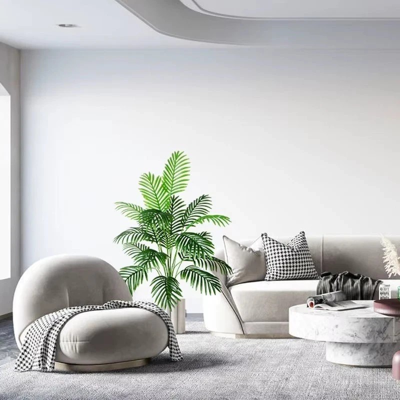 Large Artificial Palm Tree Tropical Fake Plants Green Plastic Palm Leaf