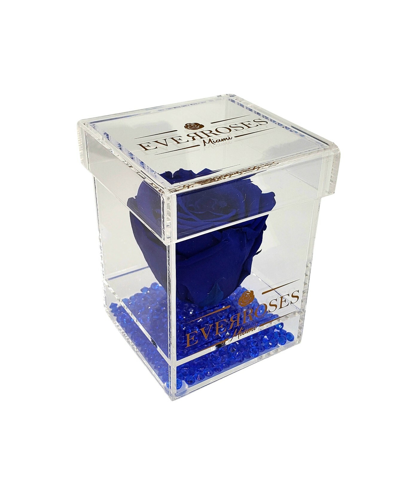 ROYAL BLUE Rose in a single Acrylic box real long-lasting preserved rose
