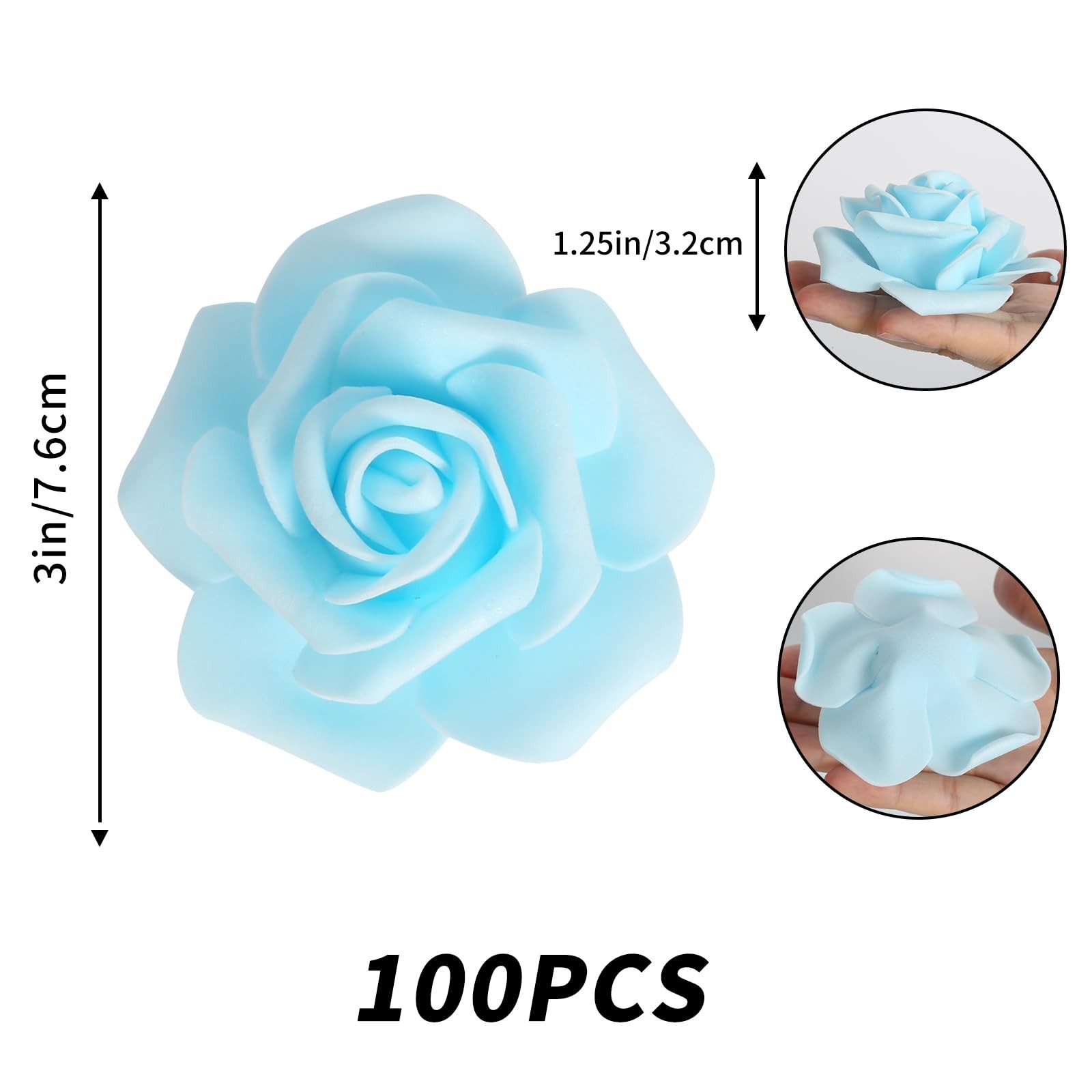 100PCS Baby Blue Foam Flowers Artificial Flowers Foam Roses Baby Blue Artific…