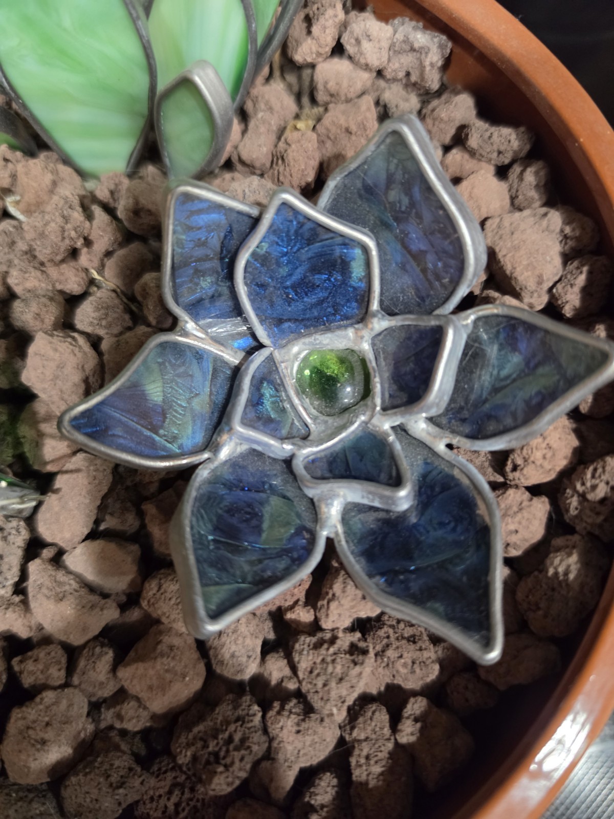 Artificial Succulent & Cactus Stained Glass Style Planter Arrangement