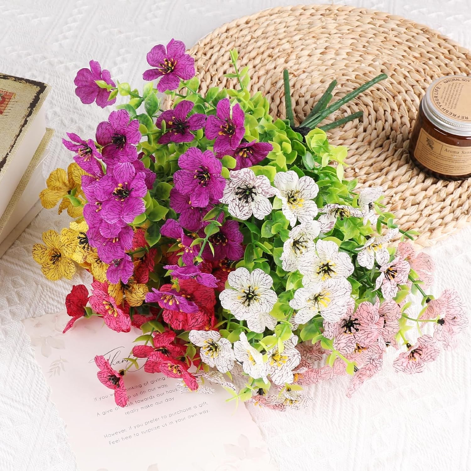 Realistic Eucalyptus Artificial Flowers – 16 Bundles for Indoor/Outdoor Elegance