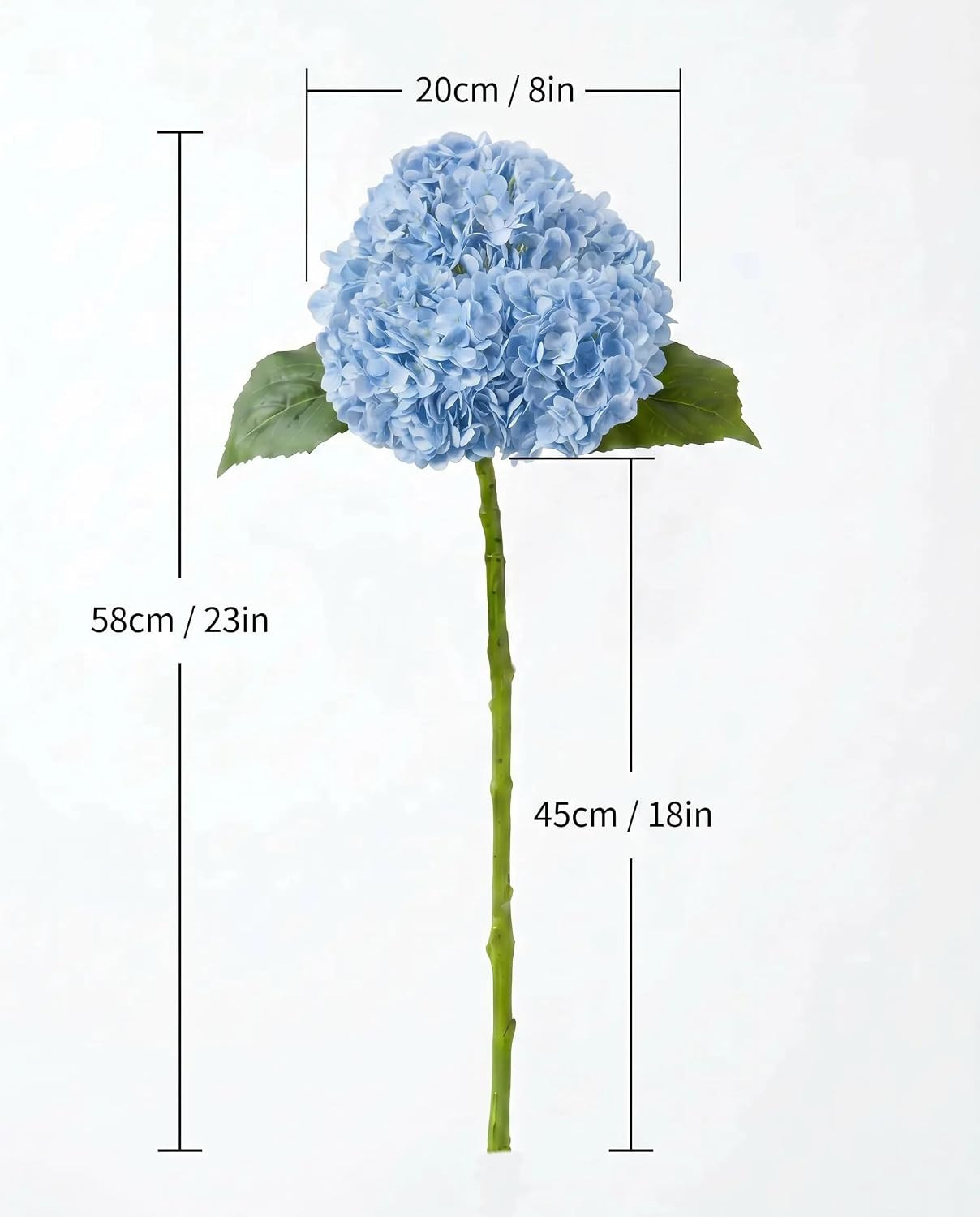 Blue Real Touch Hydrangea Flowers – 4 Pcs Large Faux Floral Décor