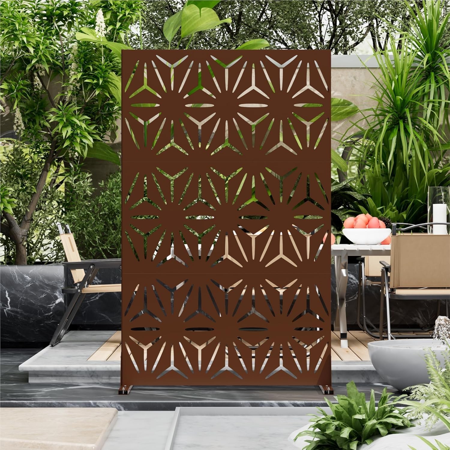 Metal Privacy Screen 72in *44in Outdoor Garden Metal Panel Decor For Courtyard