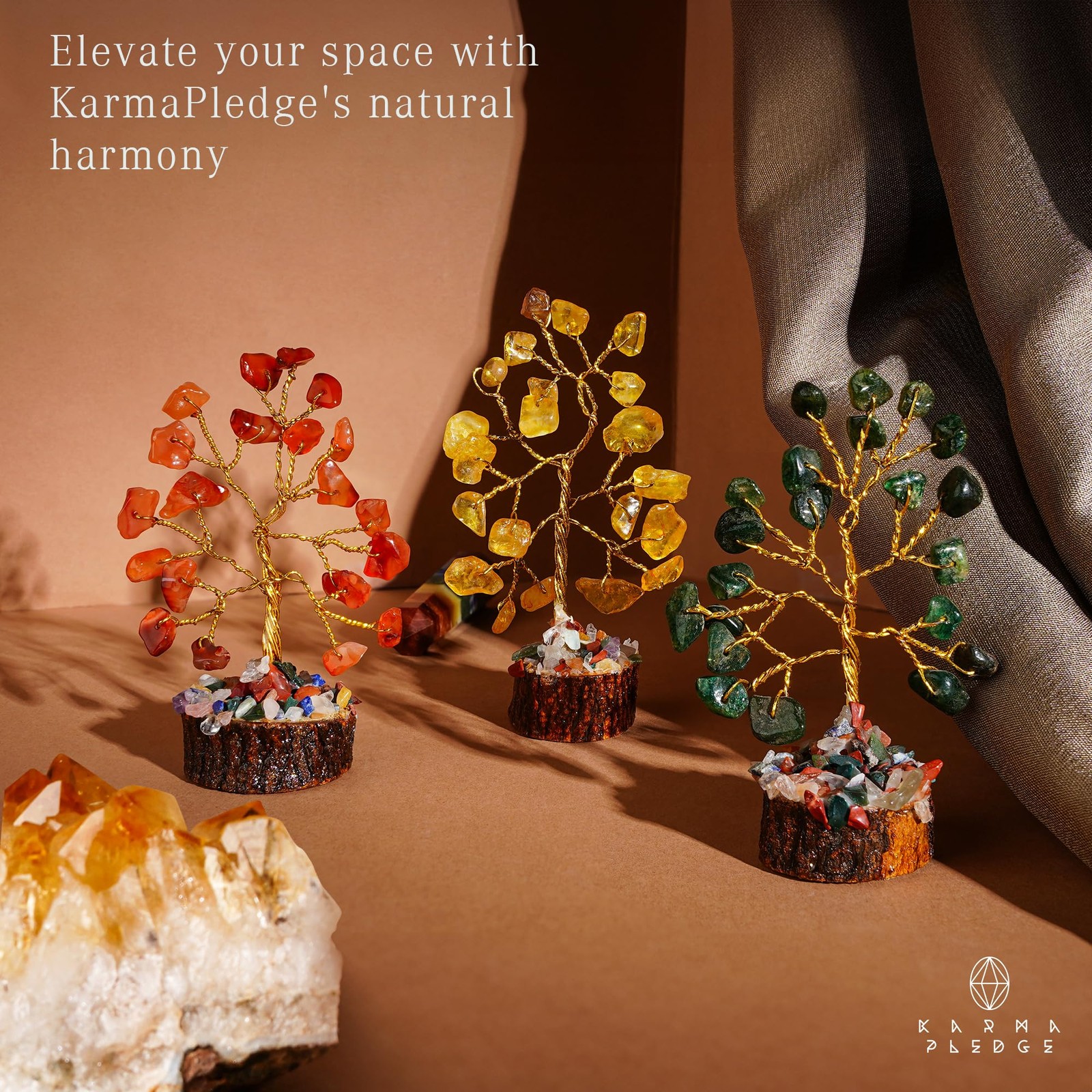 Set of 12 Chakra Healing Crystal Trees for Office Desk Decoration Home Decor
