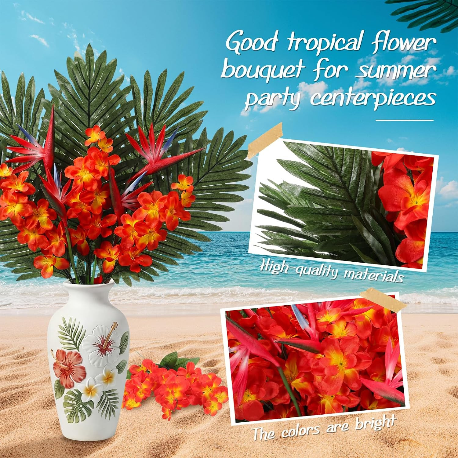 49 Pcs Vibrant Tropical Flowers – Realistic Decor for Weddings & Parties