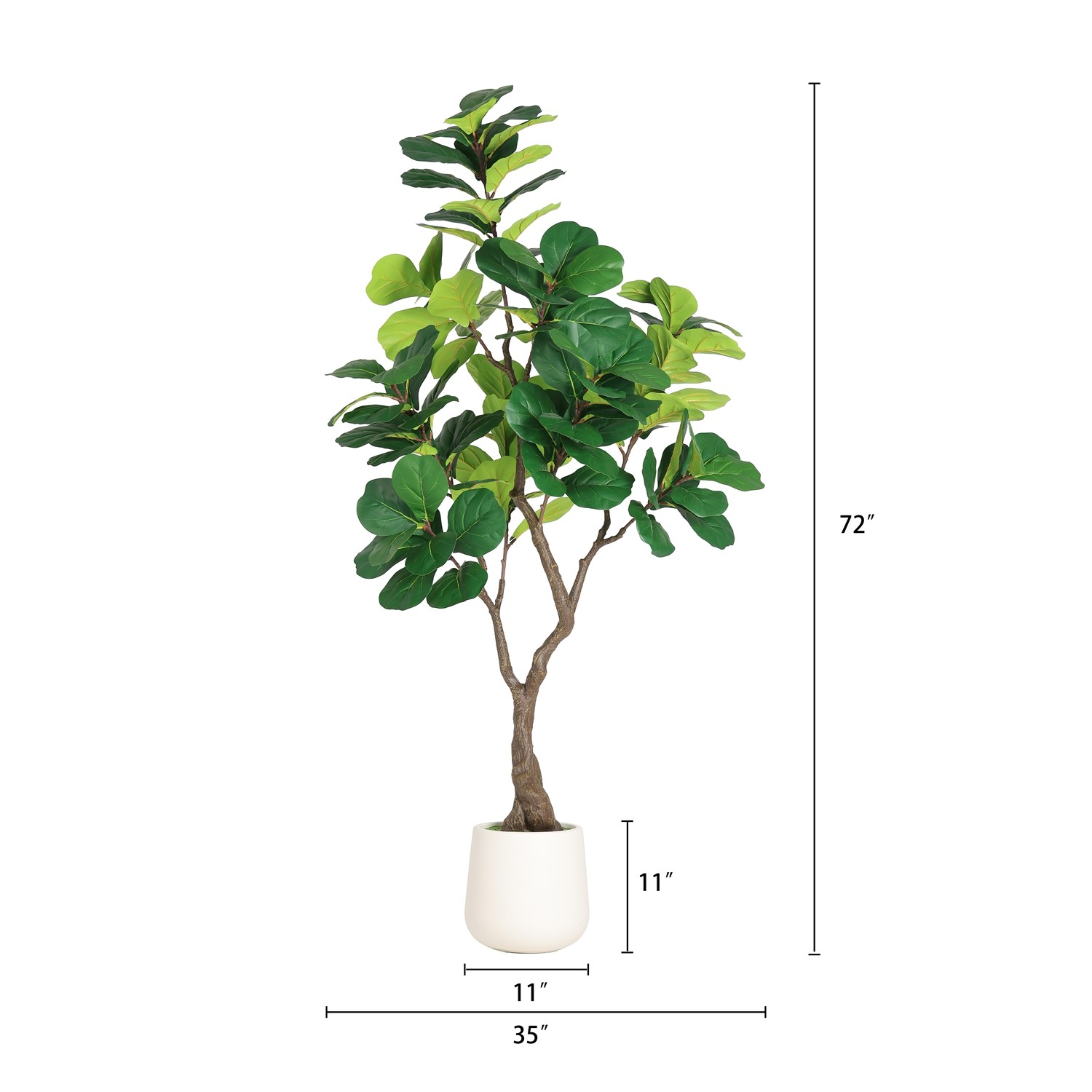 6FT Artificial Fiddle Leaf Fig Tree with Decorative White Pot for Home Office