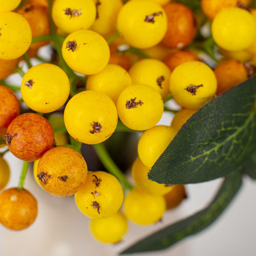 Package of 2 Artificial Yellow 11″ Decorative Berry Bundles