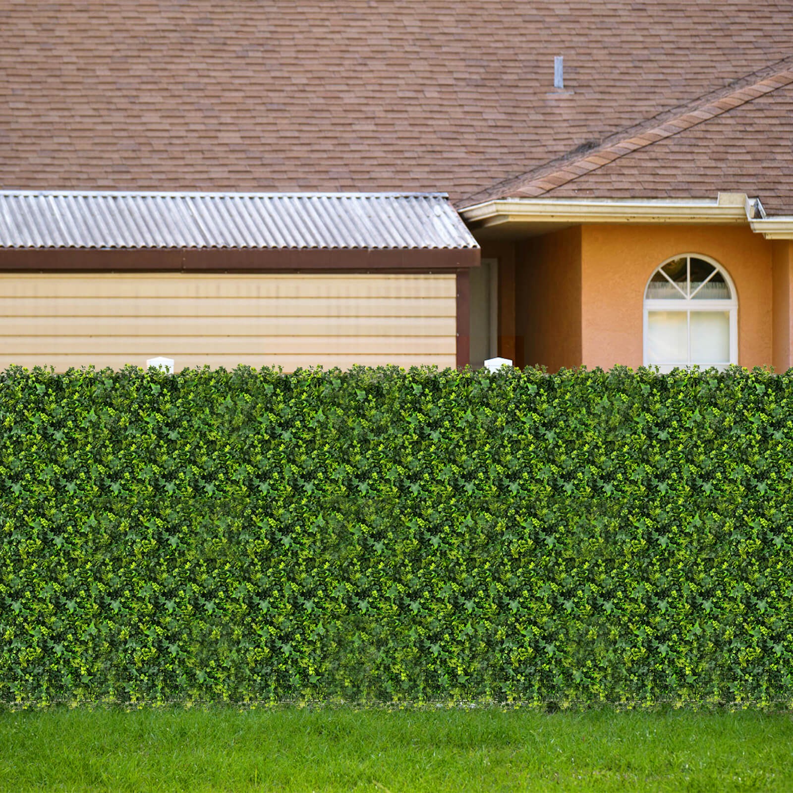 12 Pcs 20″ x 20″ Faux Greenery Foliage Panels w/Insertable Branches for Backyard