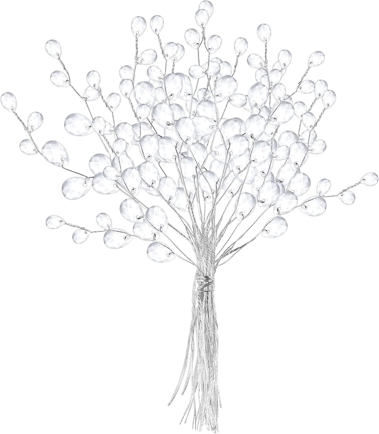 50 Stems Artificial Bouquet, Craft Acrylic Flower Wire Stem Water Drop White Pea