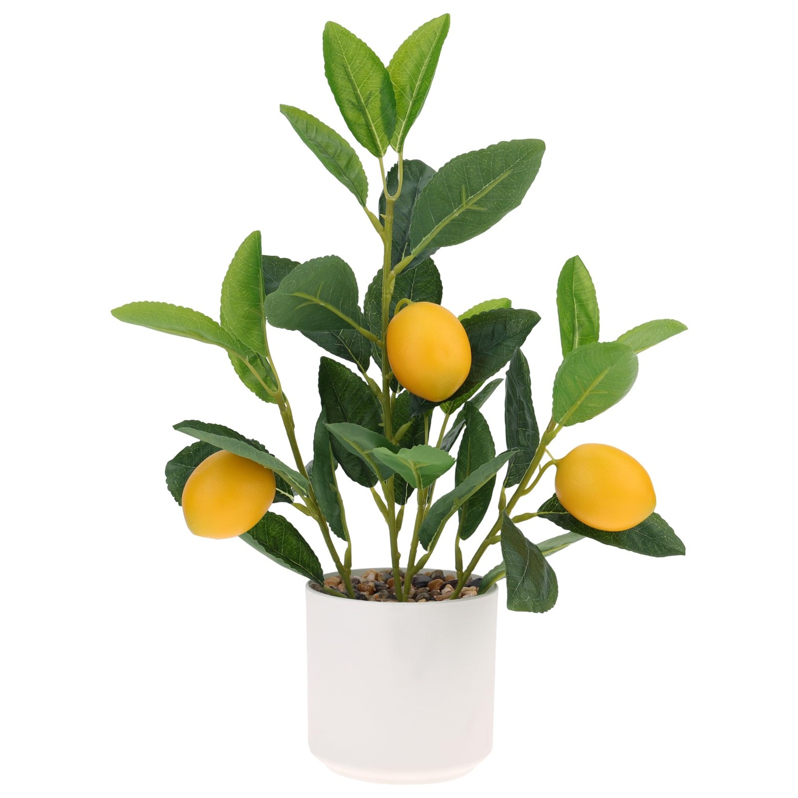 1 PCS Artificial Yellow Lemon Plant White Pot 14.5 Inch Faux Greenery Desk
