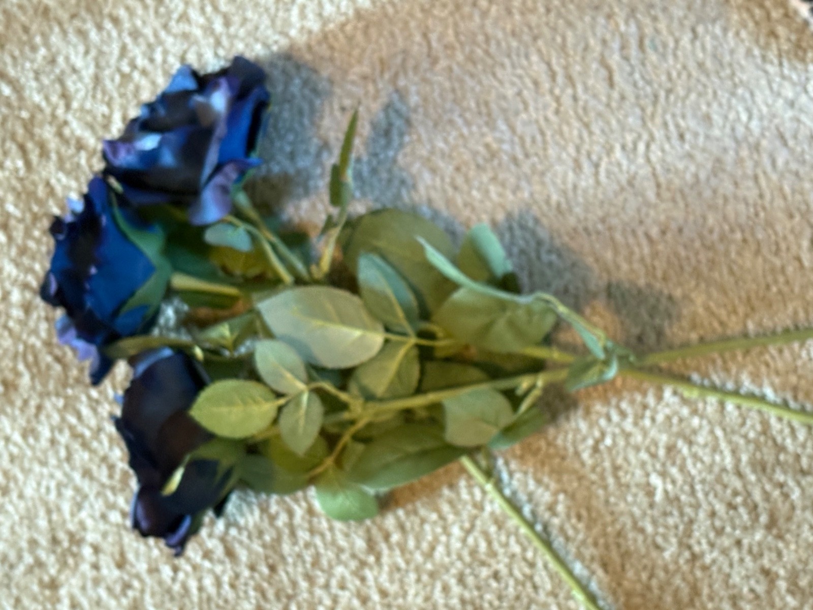 Lot of 3 artificial blue Flowers STEM MINT