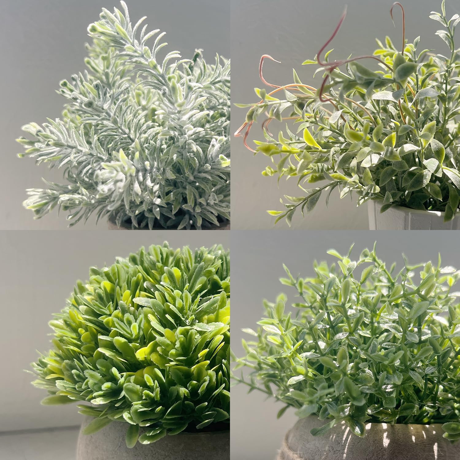 4 Pack Small Fake Plants in White Pulp Pot for Home Decor | Artificial Plants In