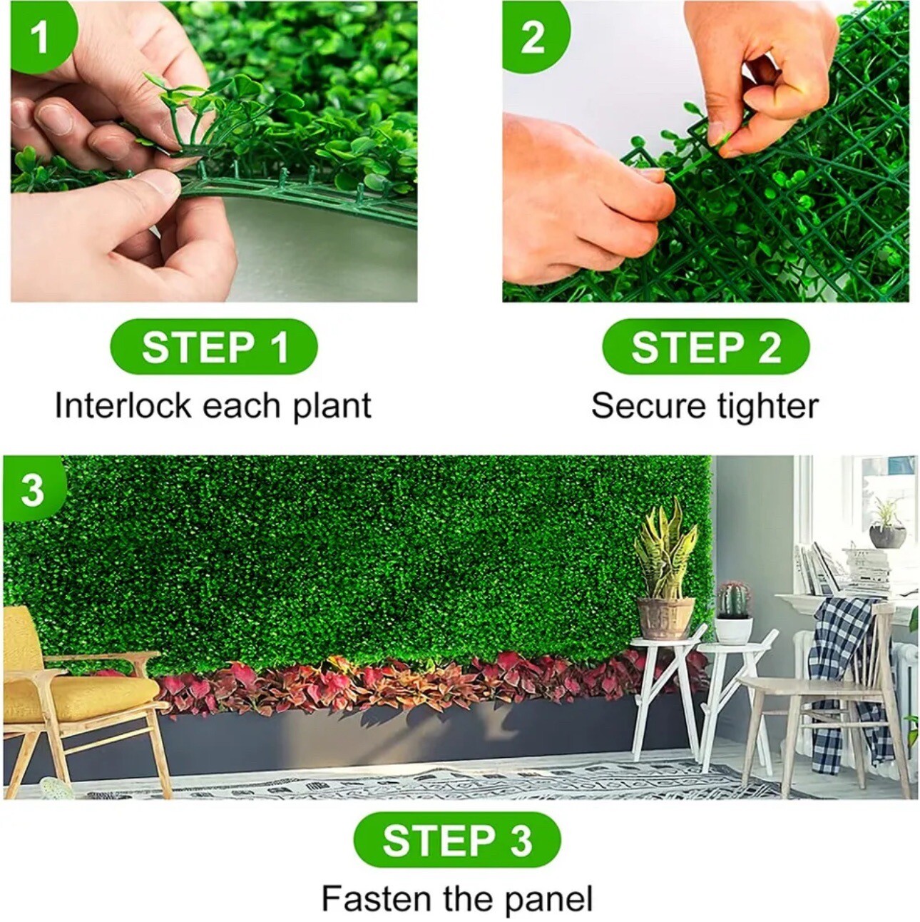 20×20″ Artificial Boxwood Wall Hedge Mat Plant Panels Outdoor Grass