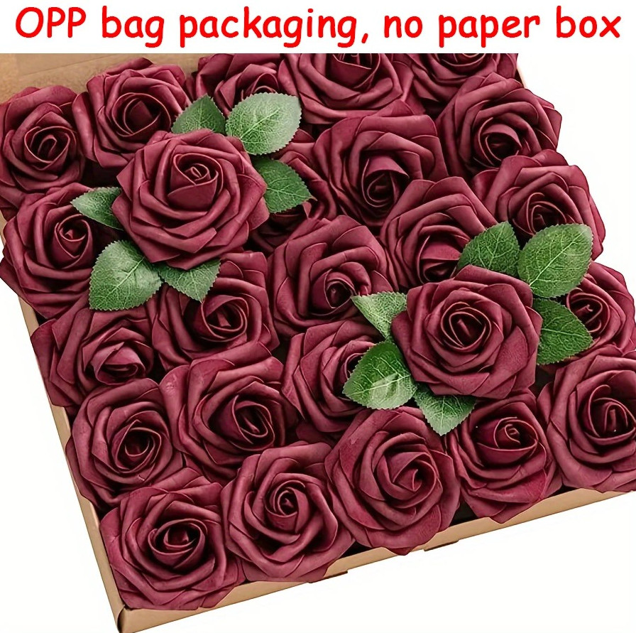 25pcs Artificial Rose Flowers Stem DIY Wedding Bouquet Home Decor Set – NEW