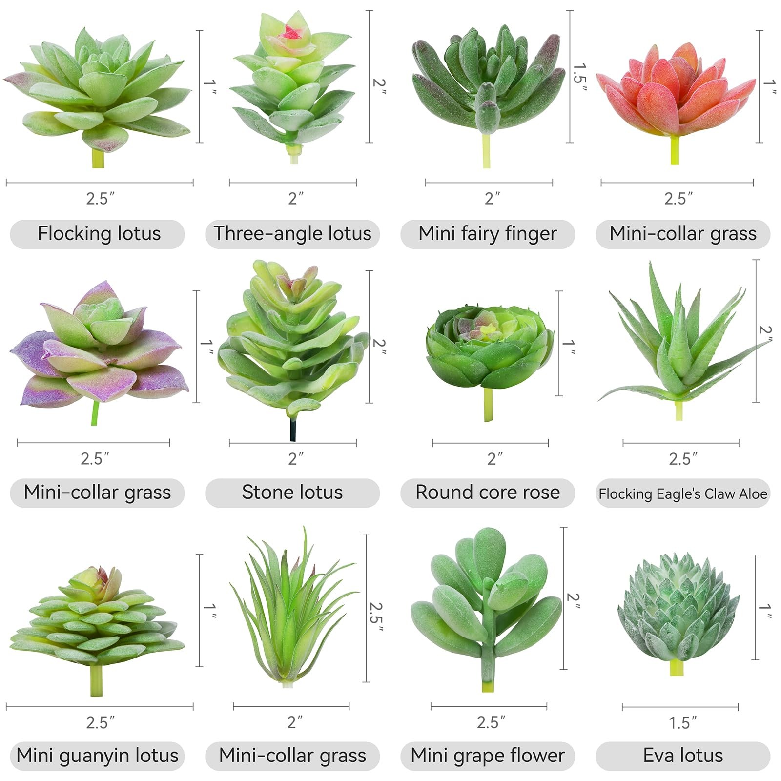 12 Pcs Artificial Succulents Mini Fake Plants Unpotted Faux Succulent for Cra…