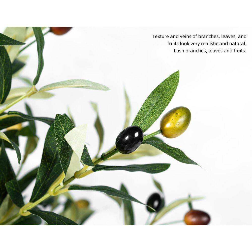 6 Ft. Artificial Olive Tree Indoor Decorative Faux Plant with Realistic Trunk Br