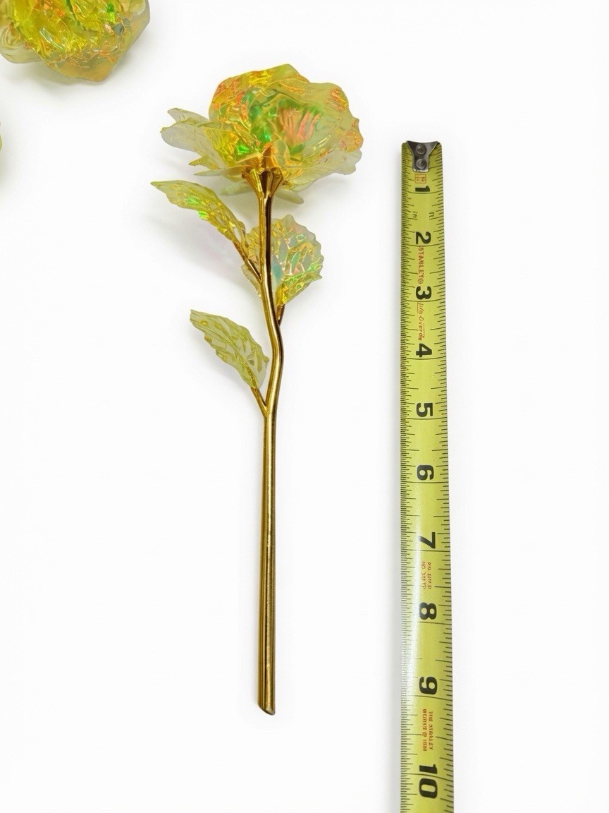47 Pcs Yellow Galaxy Rose Flowers with Stems Gift Wedding Decor 9in