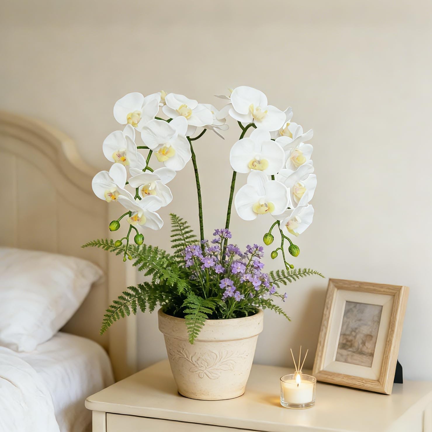 Artificial Phalaenopsis Orchid Flowers 38 Inches White Pack of 2 Home Office …