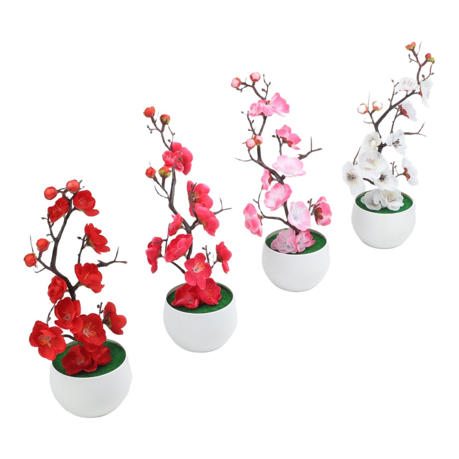 1pc Artificial Wax Plum Blossom Bonsai Branch for Indoor Outdoor Display