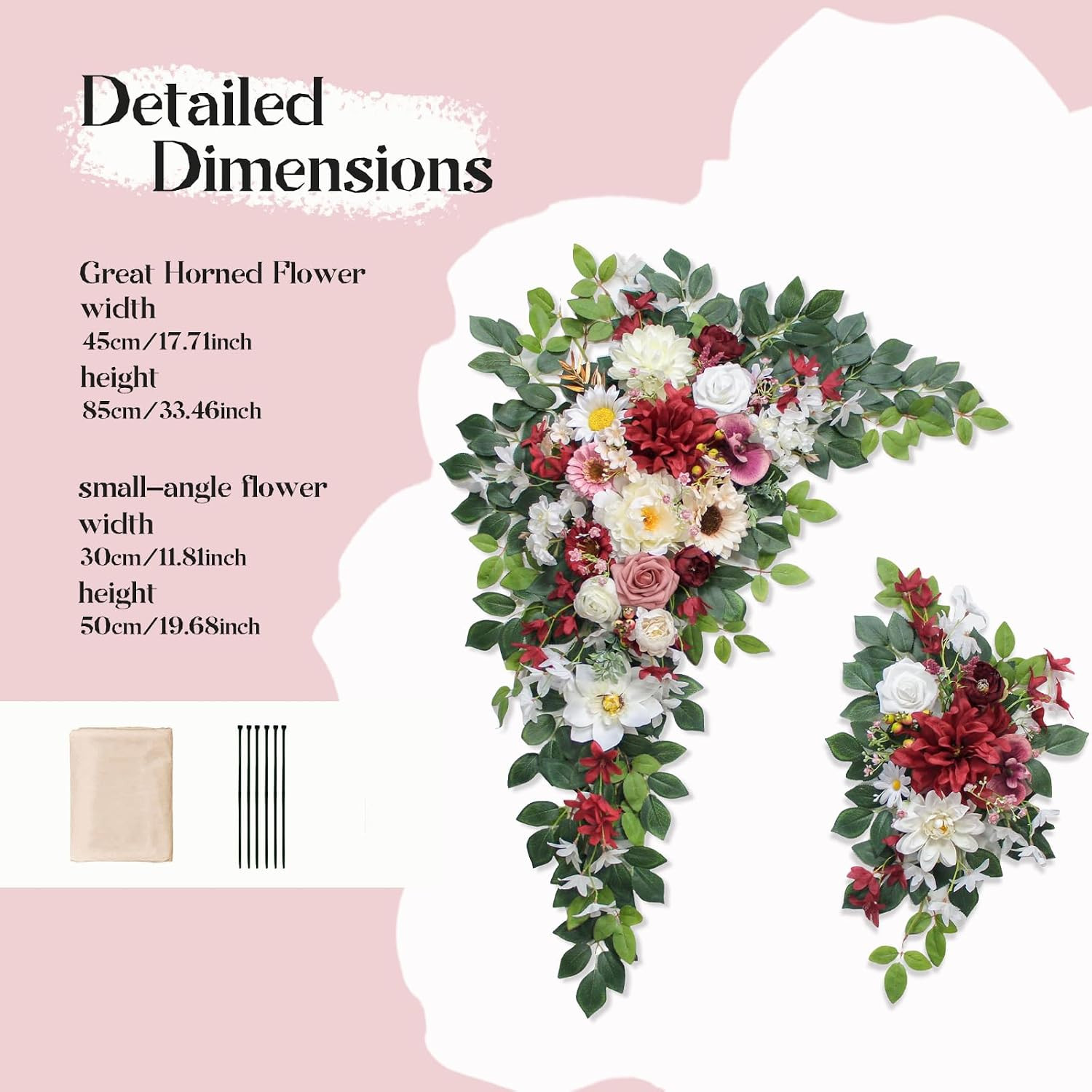 Wedding Arch Flowers Kit,Artificial Flower Arch Decor (Set of 3),2Pcs Artificial