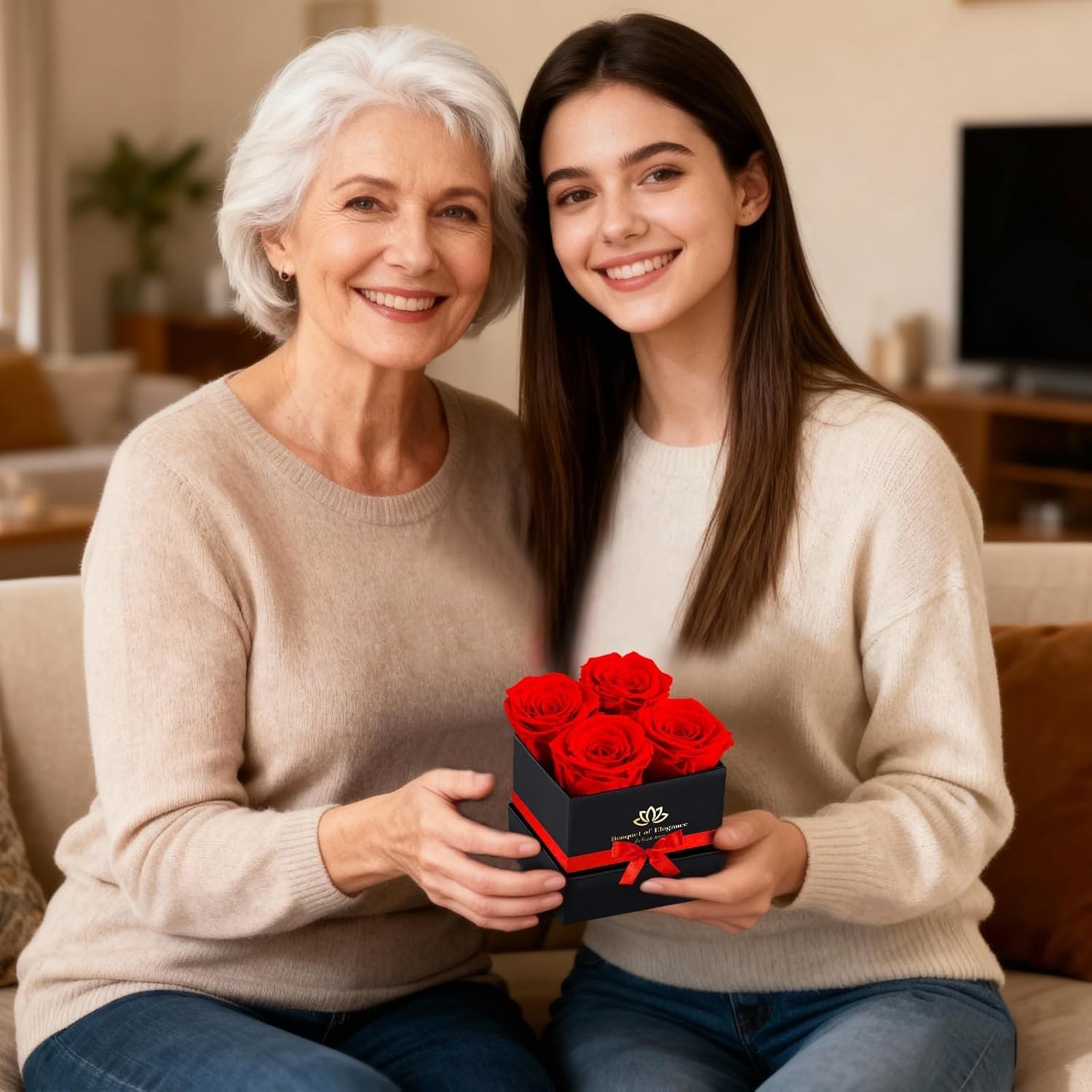 Forever Flowers Box with 4 Red Preserved Roses – Timeless Gift for Loved Ones