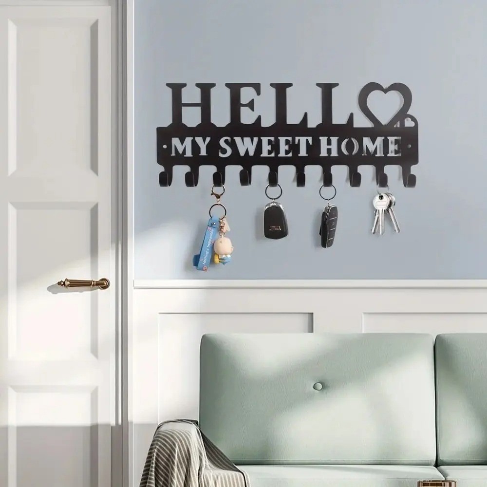 CIFbuy Iron Wall Key Holder Shelf Hook – Black Entryway Hanging Organizer Decor